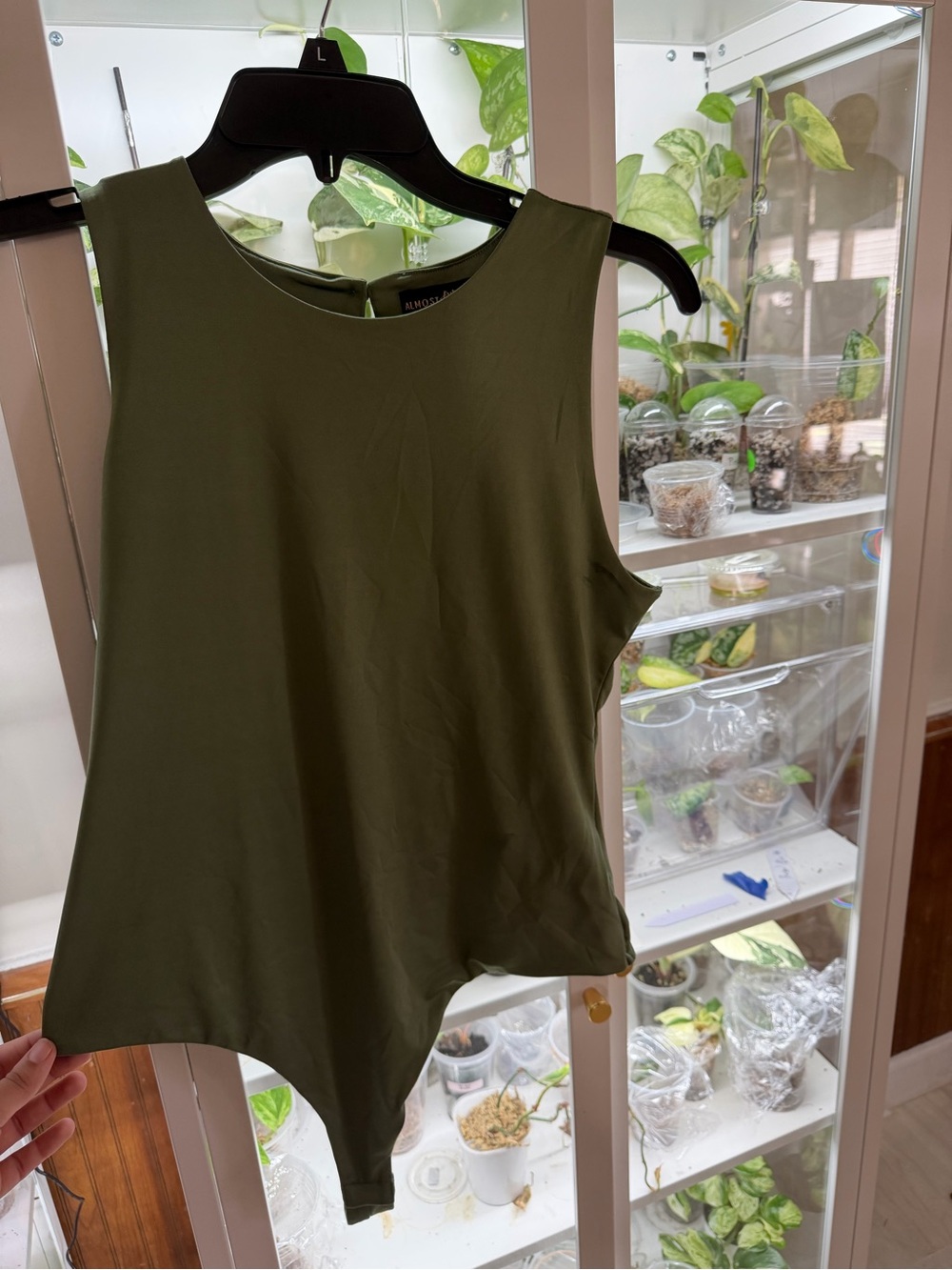 Almost Famous Olive Green Sleeveless Bodysuit